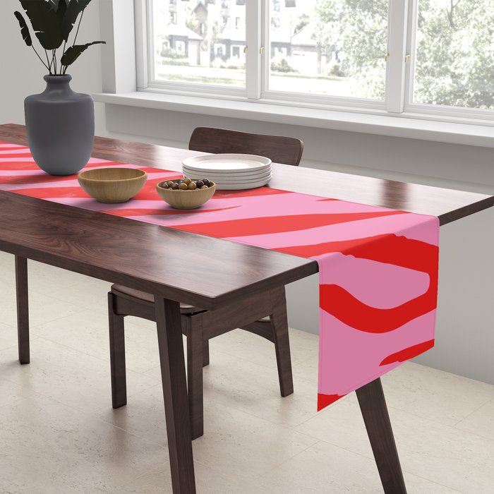 Zebra Animal Print (Pink & Red) Table Runner Gallery Image 2