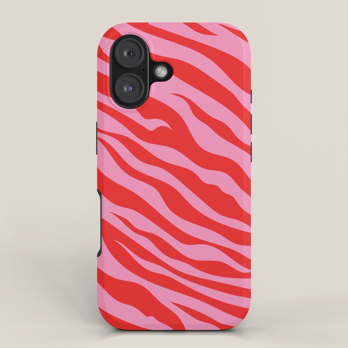 Zebra Animal Print (Pink & Red) iPhone Case Gallery Image 1