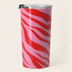 Zebra Animal Print (Pink & Red) Travel Mug Gallery Image 3