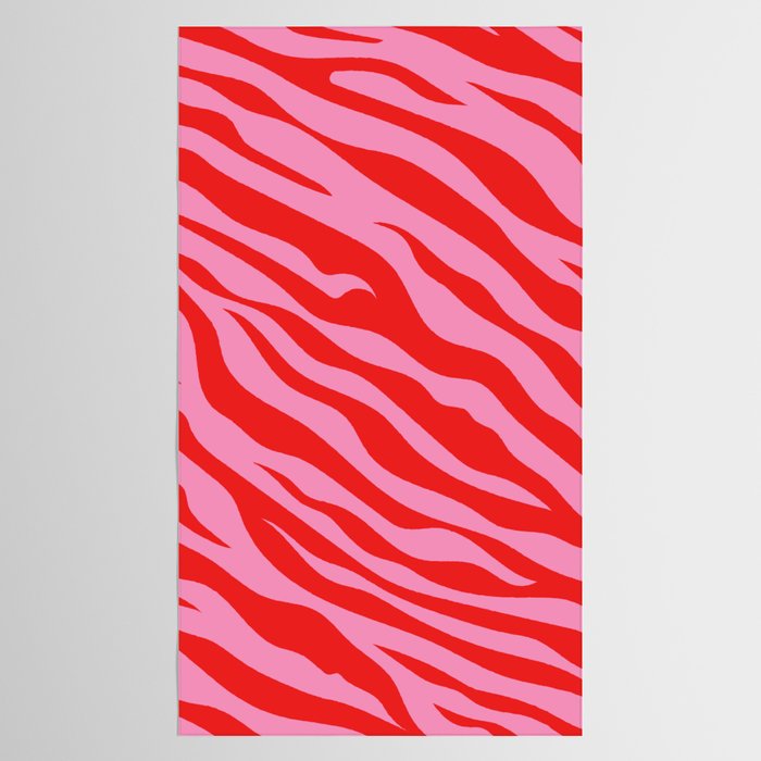 Zebra Animal Print (Pink & Red) Tablecloth Gallery Image 2