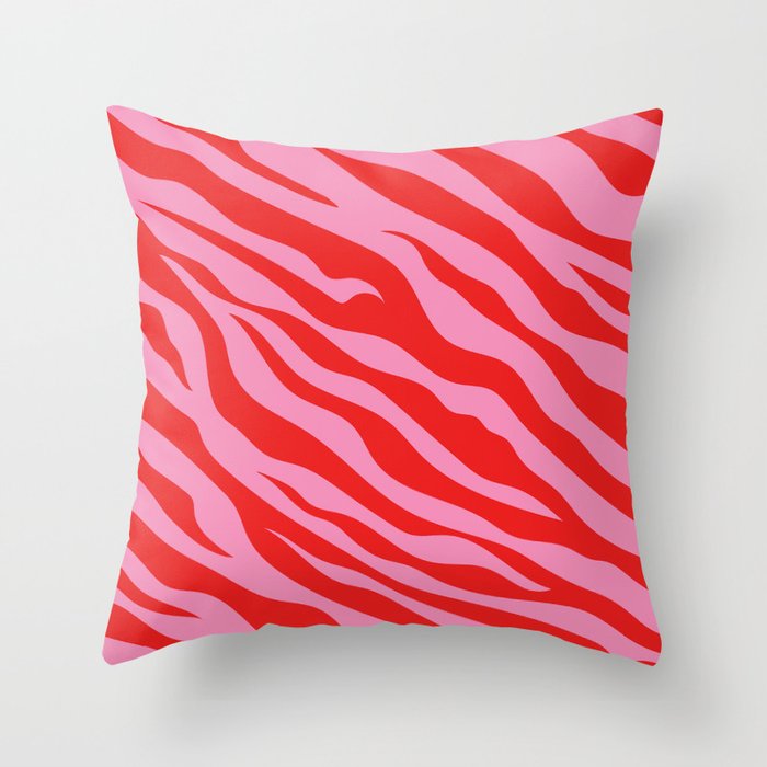 Zebra Animal Print (Pink & Red) Throw Pillow Gallery Image 1