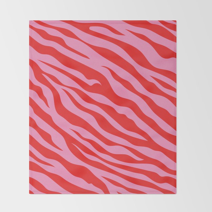 Zebra Animal Print (Pink & Red) Throw Blanket Gallery Image 2