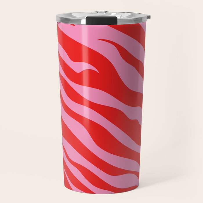 Zebra Animal Print (Pink & Red) Travel Mug Gallery Image 1