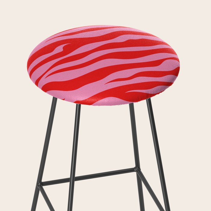 Zebra Animal Print (Pink & Red) Stool Gallery Image 2