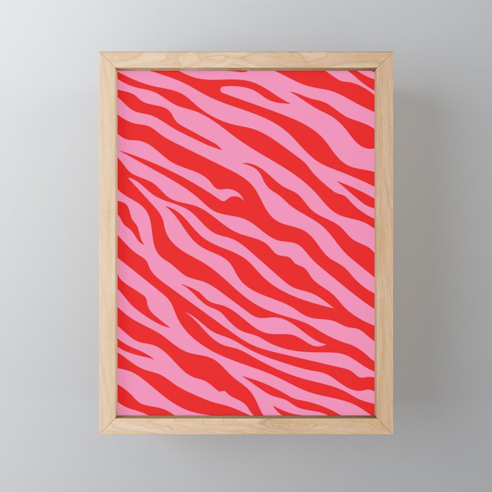 Zebra Animal Print (Pink & Red) Mini Art Print Gallery Image 1