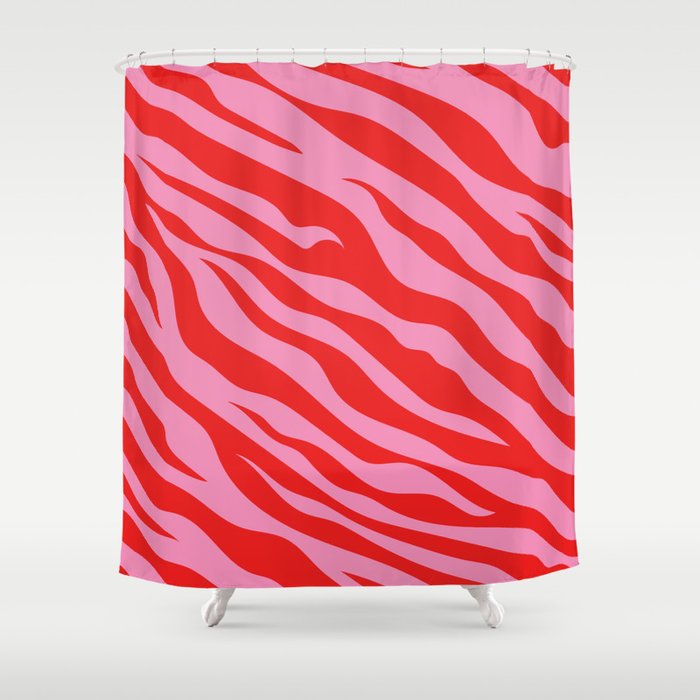 Zebra Animal Print (Pink & Red) Shower Curtain Gallery Image 1