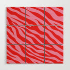 Zebra Animal Print (Pink & Red) Wood Wall Art Gallery Image 1