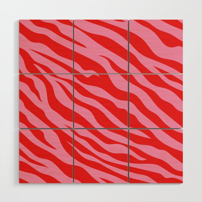 Zebra Animal Print (Pink & Red) Wood Wall Art Gallery Image 1