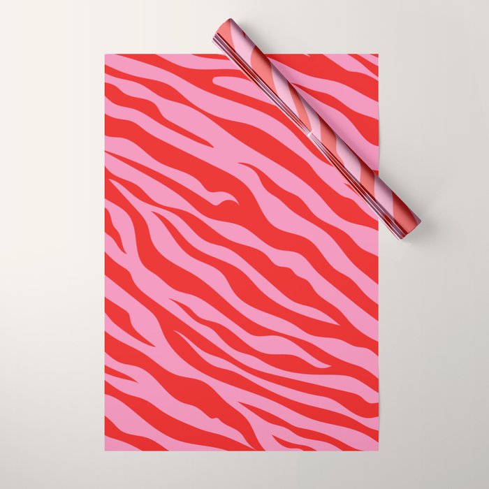 Zebra Animal Print (Pink & Red) Wrapping Paper Gallery Image 1