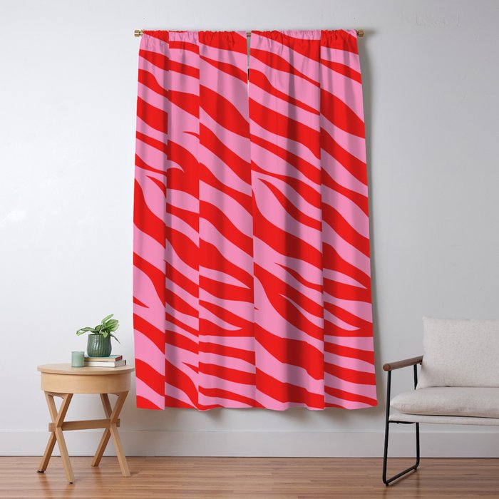 Zebra Animal Print (Pink & Red) Window Curtain Gallery Image 5