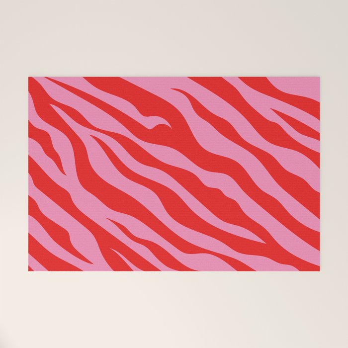 Zebra Animal Print (Pink & Red) Welcome Mat Gallery Image 1