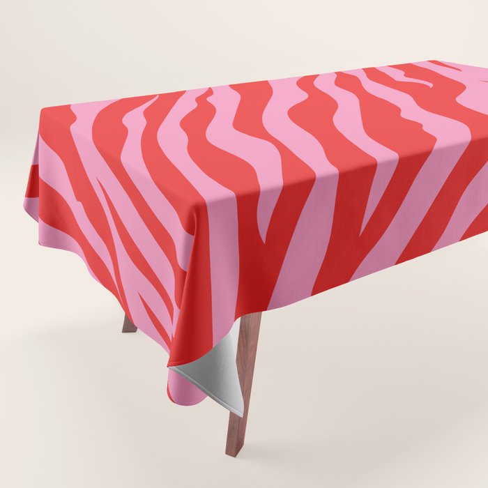 Zebra Animal Print (Pink & Red) Tablecloth Gallery Image 1
