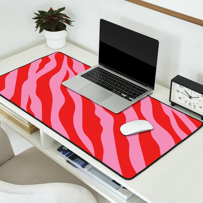 Zebra Animal Print (Pink & Red) Desk Mat Gallery Image 2