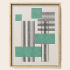 Stripes and Square Green Composition - Abstract Serving Tray Gallery Image 1
