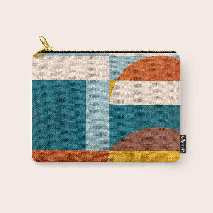 Burnt Orange Teal Yellow Geometric Abstract Carry All Pouch Gallery Image 1