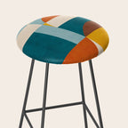 Burnt Orange Teal Yellow Geometric Abstract Stool Gallery Image 2