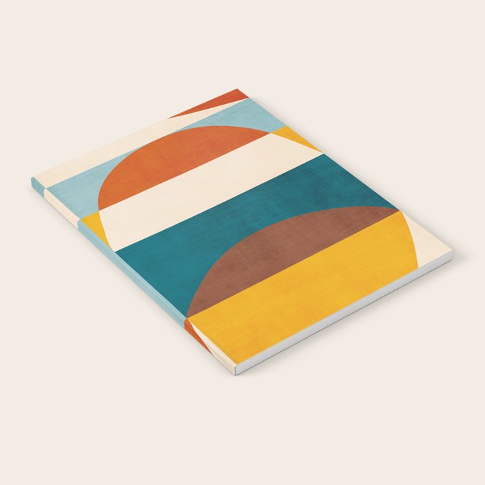 Burnt Orange Teal Yellow Geometric Abstract Notebook