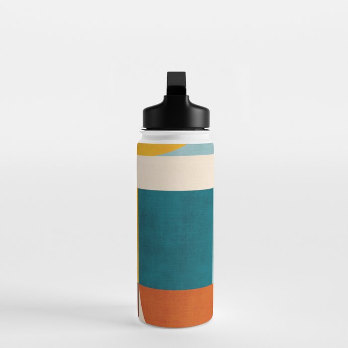Burnt Orange Teal Yellow Geometric Abstract Water Bottle Gallery Image 3