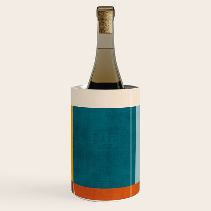 Burnt Orange Teal Yellow Geometric Abstract Wine Chiller Gallery Image 2