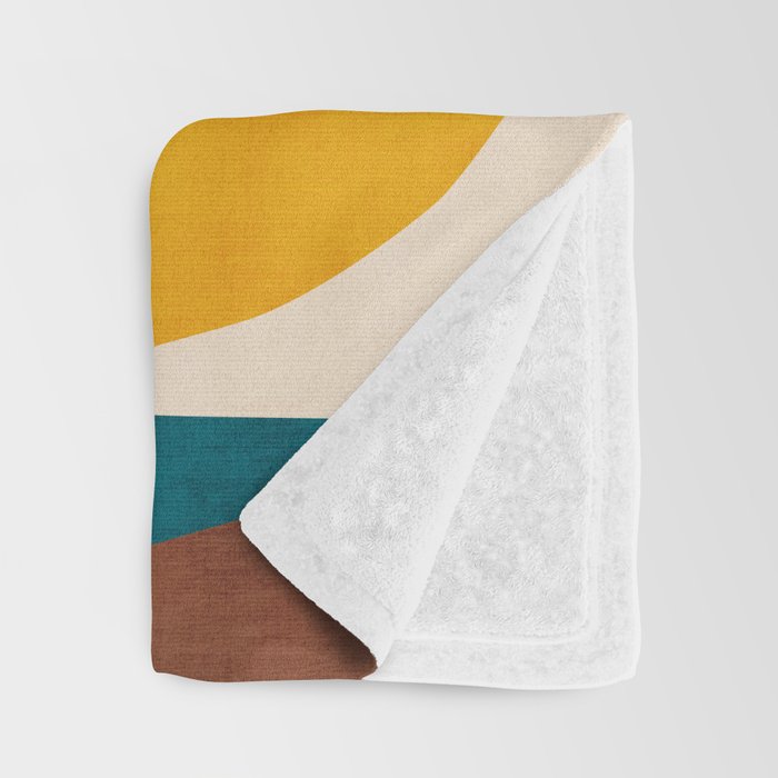 Burnt Orange Teal Yellow Geometric Abstract Throw Blanket Gallery Image 3