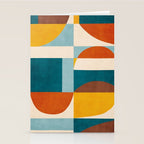 Burnt Orange Teal Yellow Geometric Abstract Stationery Card Gallery Image 2