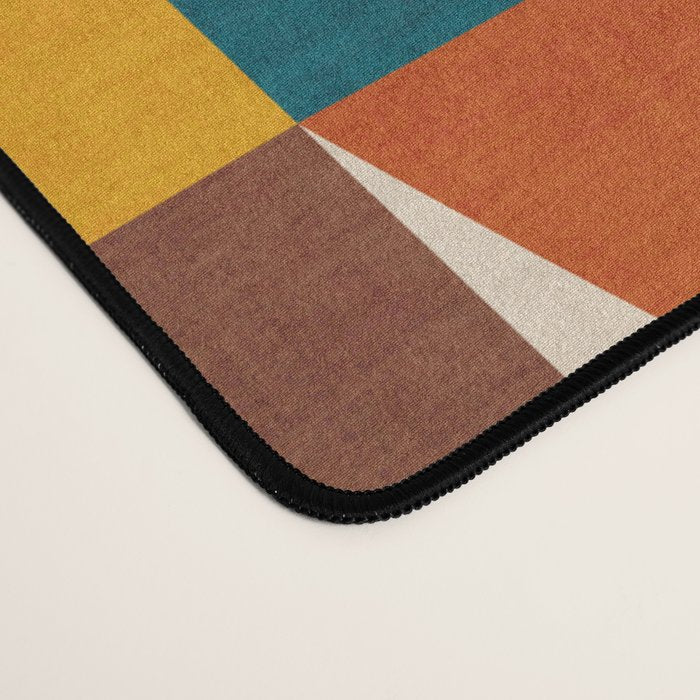 Burnt Orange Teal Yellow Geometric Abstract Desk Mat Gallery Image 4