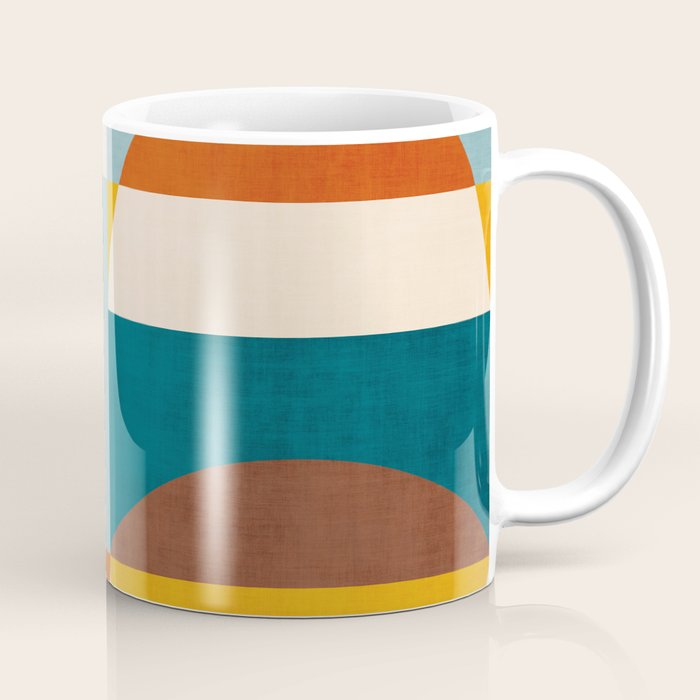 Burnt Orange Teal Yellow Geometric Abstract Coffee Mug Gallery Image 1