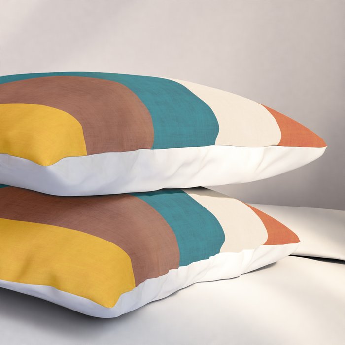 Burnt Orange Teal Yellow Geometric Abstract Pillow Sham Gallery Image 3