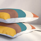 Burnt Orange Teal Yellow Geometric Abstract Pillow Sham Gallery Image 3