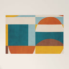 Burnt Orange Teal Yellow Geometric Abstract Welcome Mat Gallery Image 1