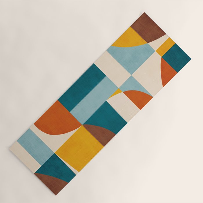 Burnt Orange Teal Yellow Geometric Abstract Yoga Mat Gallery Image 1
