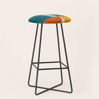 Burnt Orange Teal Yellow Geometric Abstract Stool Gallery Image 1