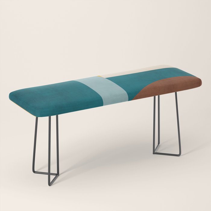 Burnt Orange Teal Yellow Geometric Abstract Bench Gallery Image 1