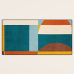 Burnt Orange Teal Yellow Geometric Abstract Desk Mat Gallery Image 3