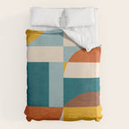 Burnt Orange Teal Yellow Geometric Abstract Duvet Cover Gallery Image 6