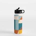 Burnt Orange Teal Yellow Geometric Abstract Water Bottle Gallery Image 1