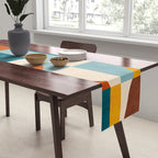 Burnt Orange Teal Yellow Geometric Abstract Table Runner Gallery Image 2