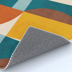 Burnt Orange Teal Yellow Geometric Abstract Rug Gallery Image 4
