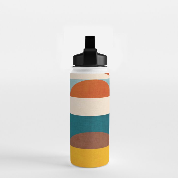 Burnt Orange Teal Yellow Geometric Abstract Water Bottle Gallery Image 2
