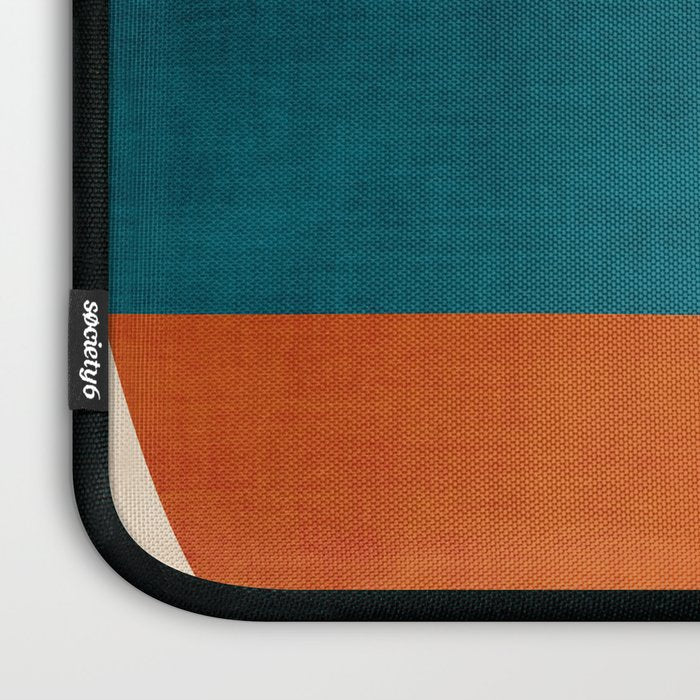 Burnt Orange Teal Yellow Geometric Abstract Laptop Sleeve Gallery Image 3