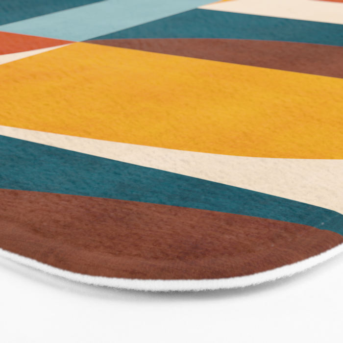 Burnt Orange Teal Yellow Geometric Abstract Bath Mat Gallery Image 3