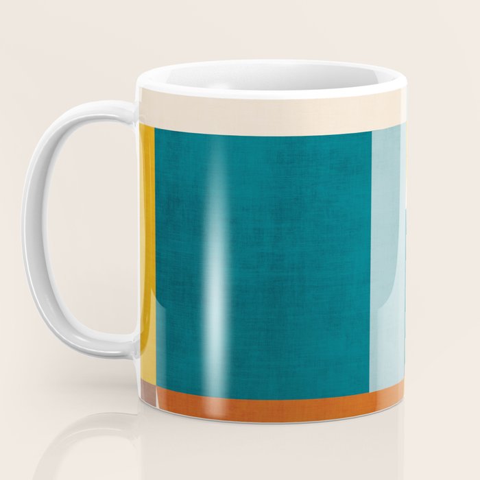 Burnt Orange Teal Yellow Geometric Abstract Coffee Mug Gallery Image 3