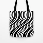 Wavy Stripes XLI - Black and White Tote Bag Gallery Image 1