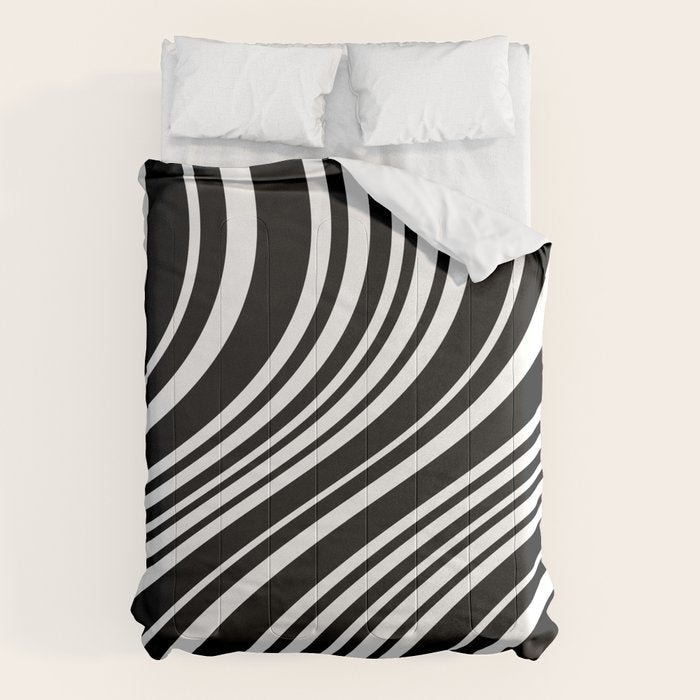 Wavy Stripes XLI - Black and White Comforter Gallery Image 6