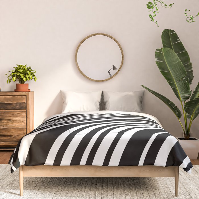 Wavy Stripes XLI - Black and White Comforter Gallery Image 3