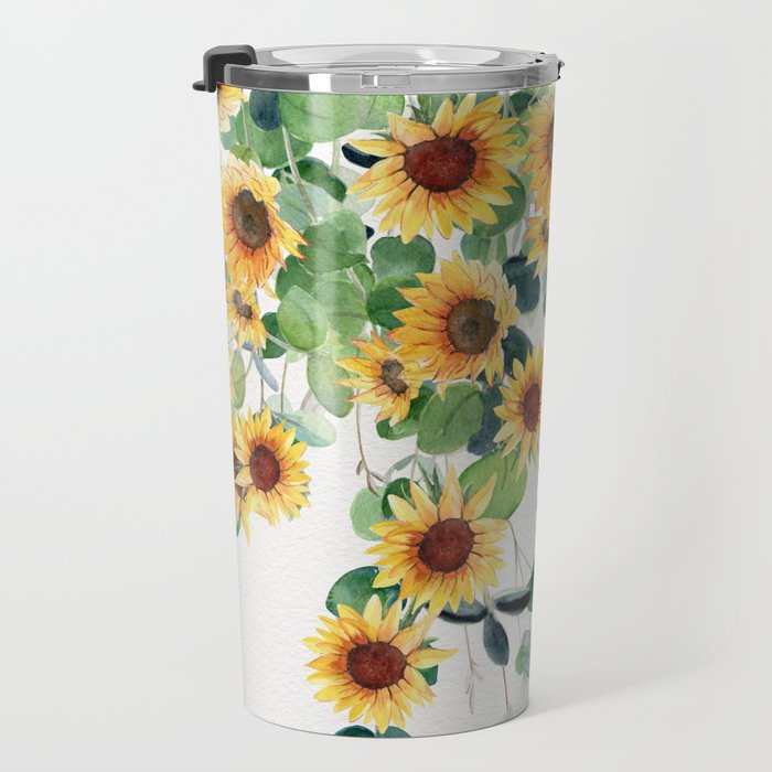 Sunflowers and Eucalyptus Garland  Travel Mug Gallery Image 3