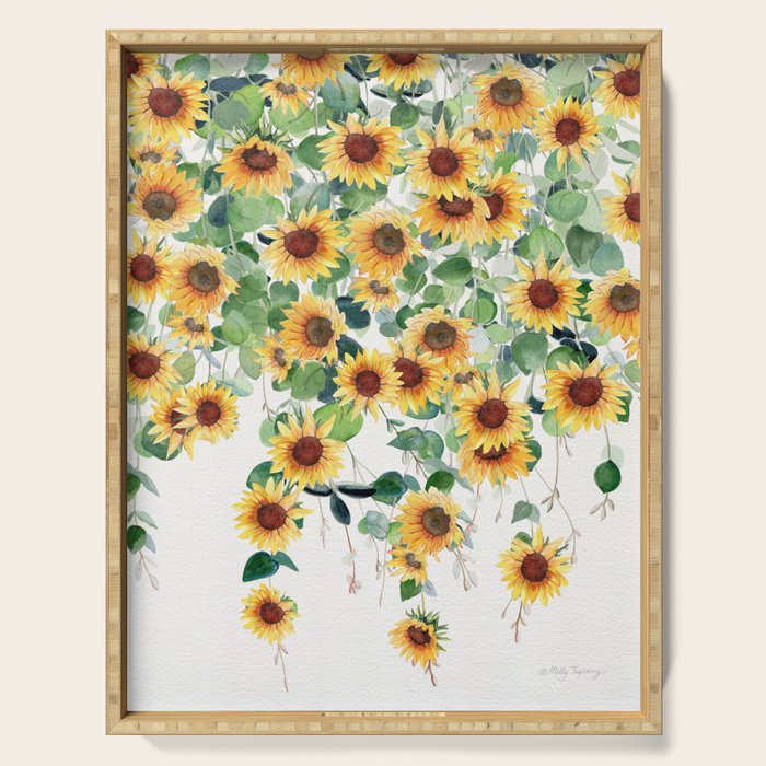Sunflowers and Eucalyptus Garland  Serving Tray Gallery Image 1
