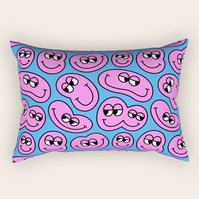 Funny retro smiling face cartoon pattern Rectangular Pillow Gallery Image 1