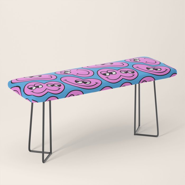 Funny retro smiling face cartoon pattern Bench Gallery Image 1