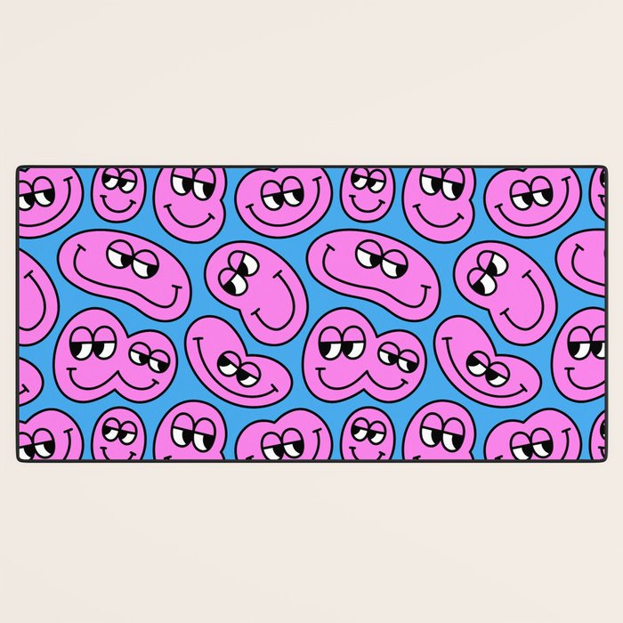 Funny retro smiling face cartoon pattern Desk Mat Gallery Image 3